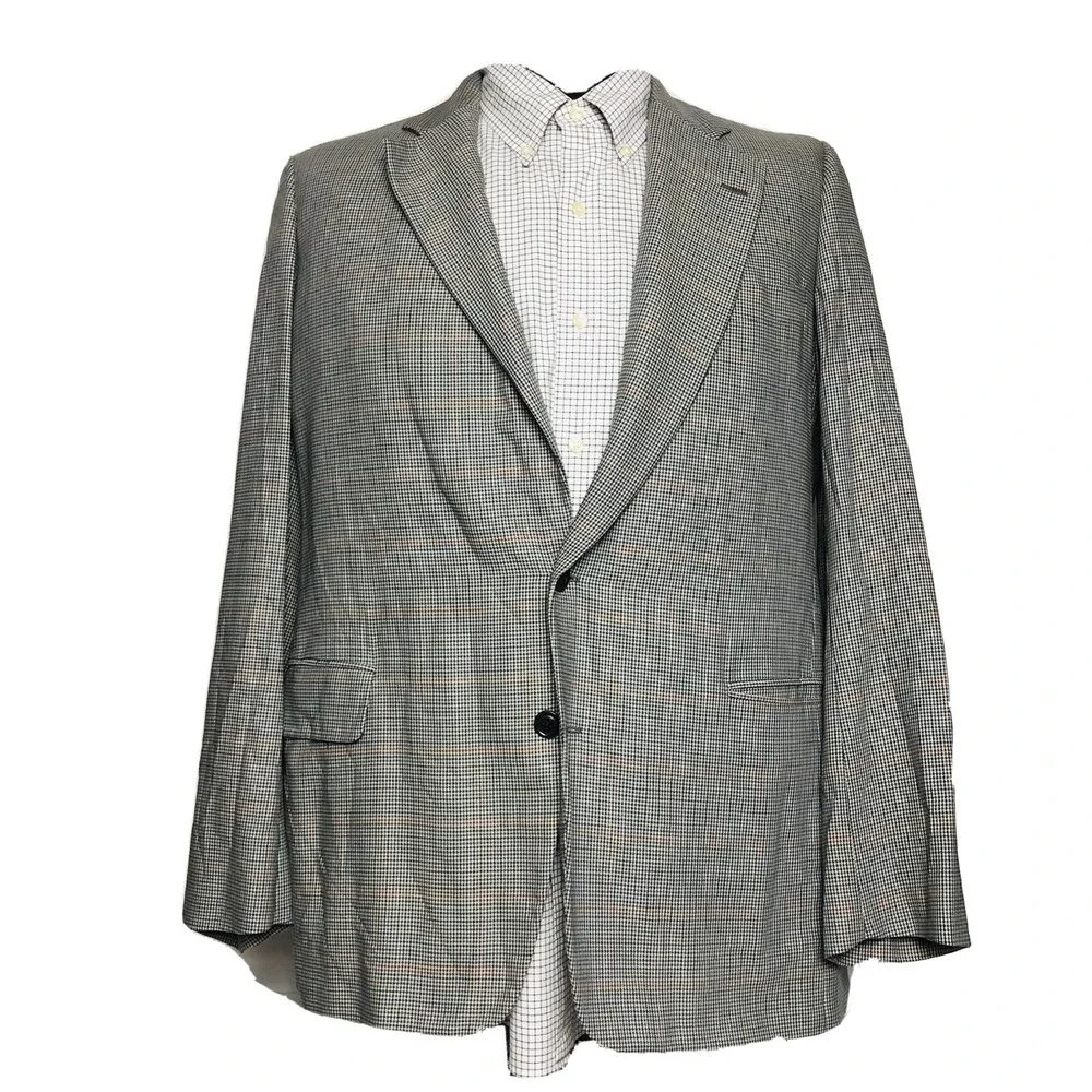 Samuelsohn Multicolored Houndstooth w/ Red Check 2 Btn Super 100 Dormeuil Sz 42L